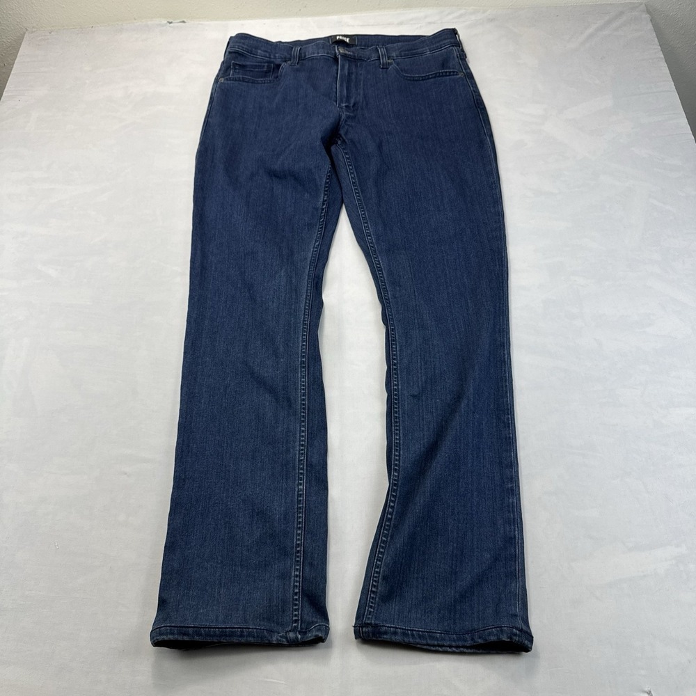 Paige Women's Size 33 Blue Bootcut Flare Jeans Dark Wash Stretch Denim